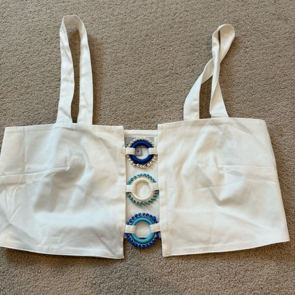 My Beachy Side Square Neck Crop Top in Ivory - Picture 2 of 3